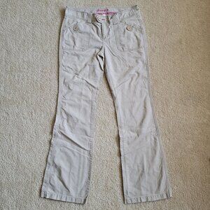Aeropostale Girls Khaki Corduroy Pants Pink Embroidery Y2K Mallcor Size 11/12 L